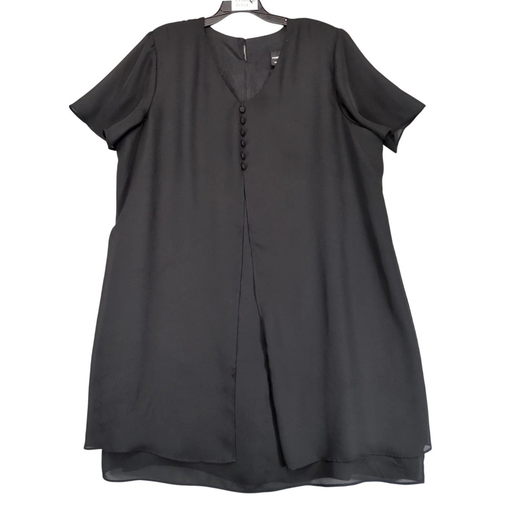 Positive Attitude Black Shift Knee-Length Dress Sz 3XL‎ Sheer Overlay Formal